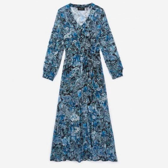 The Kooples Blue Cashmere Print Dress in Crepe Silk Muslin - NWT! - Picture 14 of 14
